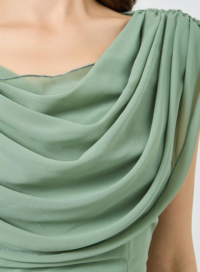 ستايلي فستان ميدي بياقة منسدلة - Image 3